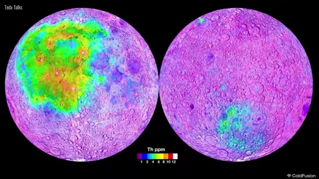 Map showing thorium concentrations on the moon