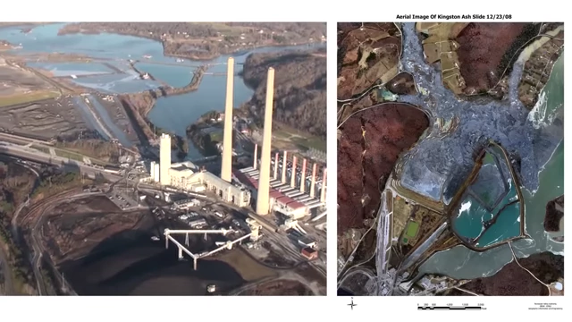 Aerial view of the Kingston ash slide where thorium can be found