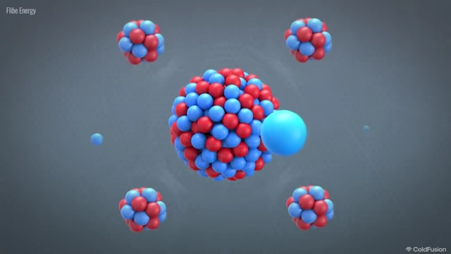 Neutrons being blasted at atoms to initiate fission