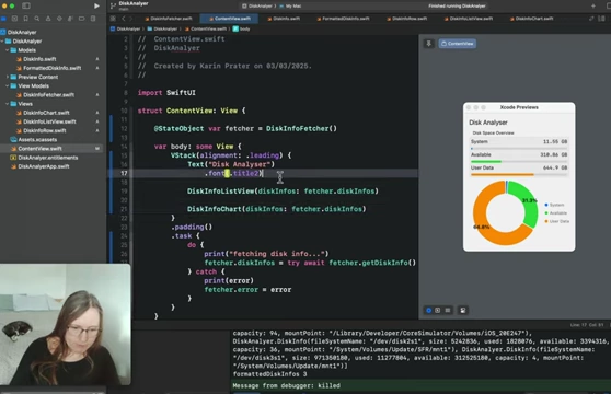 The main `ContentView` integrating the `DiskInfoListView` and `DiskInfoChart`.