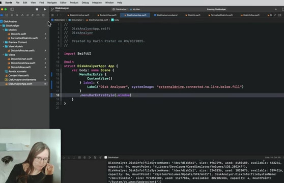 Swift code configuring `MenuBarExtra` with `.window` style for the macOS menu bar app.