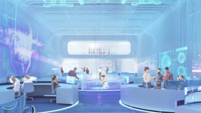 A futuristic visualization of an advanced AI research lab, representing the conceptualization of a superintelligent AGI entity