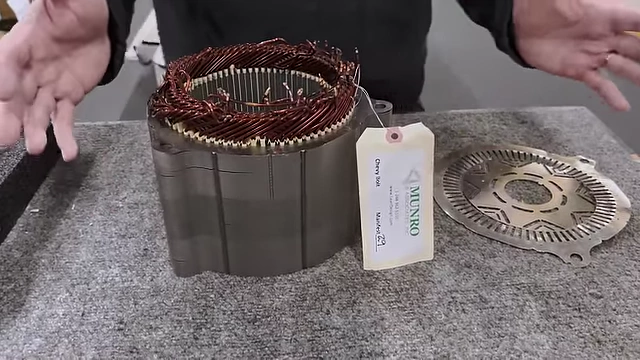 Chevy Bolt radial flux motor stator and a rotor lamination