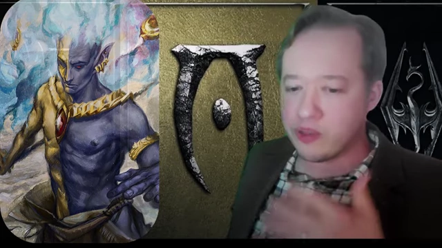 The video introduces Vivec, depicted as a half-golden, half-blue deity, with Elder Scrolls logos.