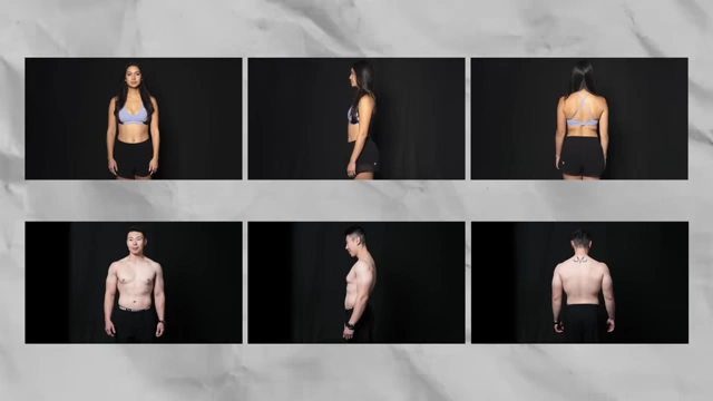Initial 'Day 1' full body comparison of participants Max and Isabel before starting the CPB diet