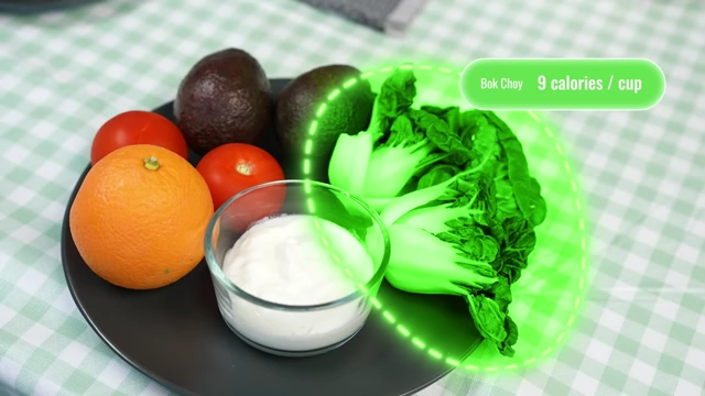 Bok choy highlighted as a low-calorie addition (9 calories/cup) to Isabel's diet, providing micronutrients