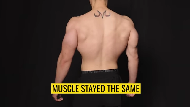 Max's back view, confirming that his muscle mass remained consistent throughout the diet challenge