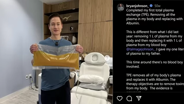 Bryan Johnson after completing a total plasma exchange procedure