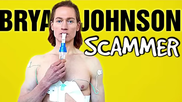 A graphic displaying 'Bryan Johnson Scammer' reflecting common public criticism