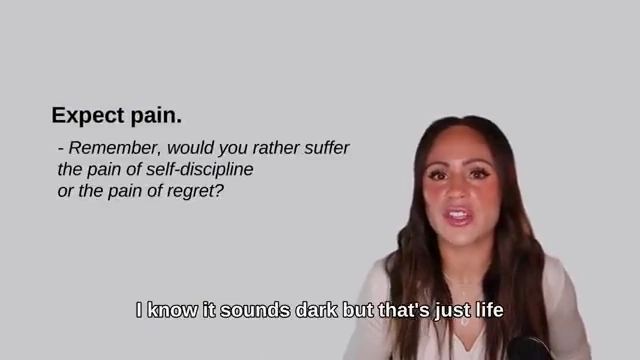A reminder to choose the pain of self-discipline over the pain of regret.