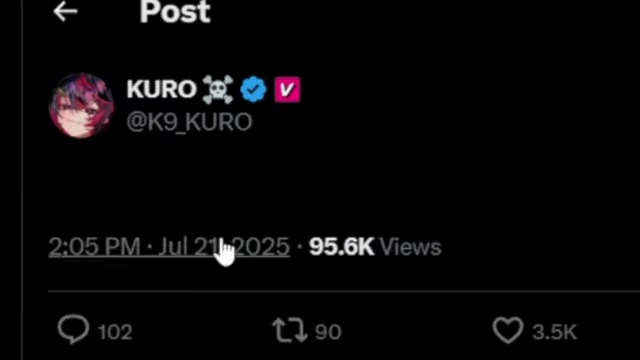 Kuro's blank tweet, conveying a powerful unspoken message.