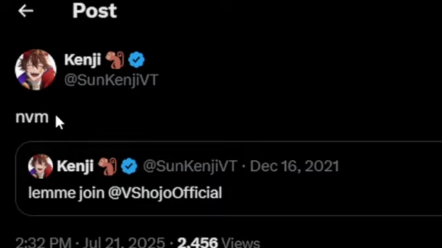 Kenji's updated tweet with "nvm" after the Ironmouse announcement.