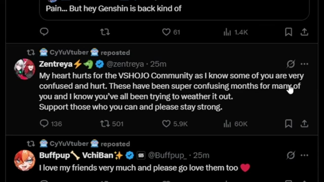 Zentreya's tweet expressing concern for the VShojo community.