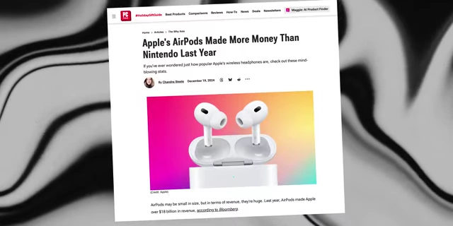 An article stating Apple's AirPods made more money than Nintendo last year