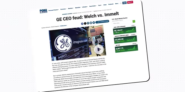 Fox Business article on the "GE CEO feud: Welch vs. Immelt"