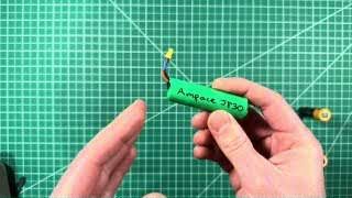 The Ampace JP30 battery, recommended for its high discharge rating.