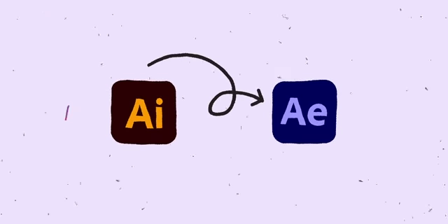 Graphic illustrating the seamless transfer from Adobe Illustrator (Ai) to Adobe After Effects (Ae)