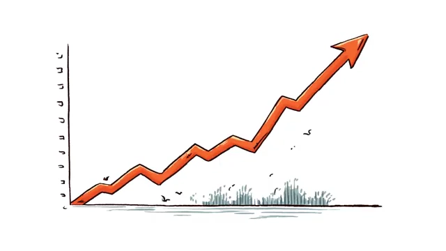 A graph with an upward-pointing arrow, representing a strong positive correlation between two factors