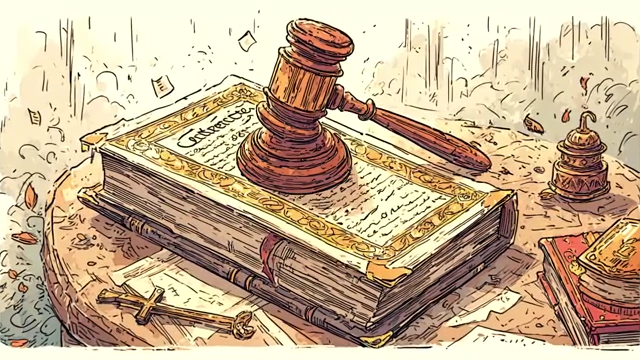 A gavel resting on a legal book, symbolizing judicial oversight and the constitutional framework