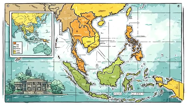A map of Southeast Asia with countries colored differently, illustrating the region's diversity