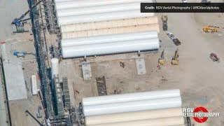An aerial view of the tank farm expansion, showing new pedestals for tanks.