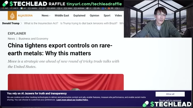 Al Jazeera article discussing China tightening export controls on rare-earth metals