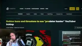一篇关于Roblox封禁并威胁起诉“捕食者猎手”YouTuber Schlep的报道。