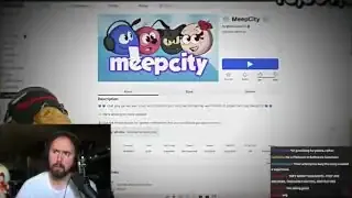 Meep City游戏界面展示，游戏下方是Asmongold的反应。