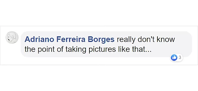 A screenshot of a Facebook comment questioning the point of taking pictures like that