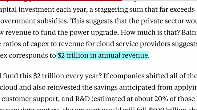 Bain & Company's estimate that AI companies need $2 trillion in annual revenue by 2030 to be profitable