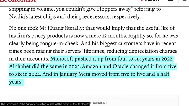 The Economist article highlighting major tech firms raising their server lifetimes from 4-5 to 6 years