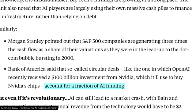 Morgan Stanley report excerpt: Bank of America said that so-called circular deals account for a fraction of AI funding