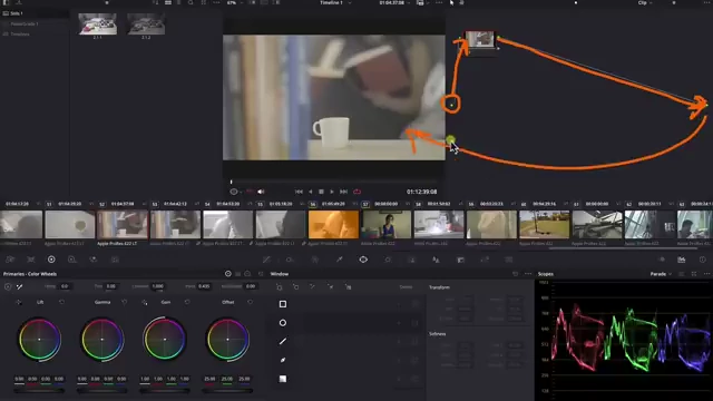 A diagram illustrating the flow of the image (orange lines) through different nodes, from the source to the final output.