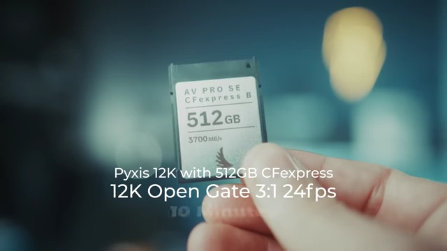 Pyxis 12K 512GB CFexpress Card Capacity (10 mins at 12K highest quality)