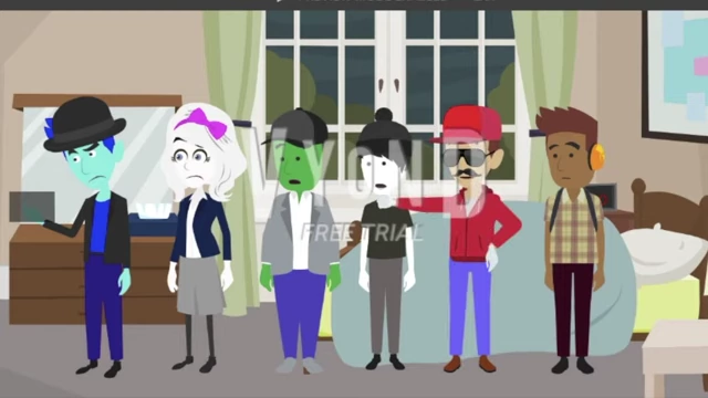 The group of friends is depicted as human-like characters, confronted by a "grounded guy" who is scolding them.