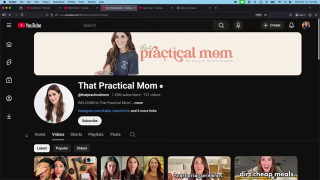"That Practical Mom" YouTube channel page, an example of a Teacher creator.