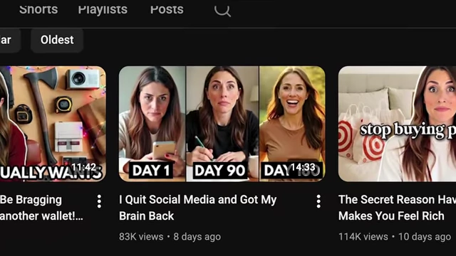 A video title from "That Practical Mom" channel, "I Quit Social Media And Got My Brain Back," demonstrating problem-solving packaging.