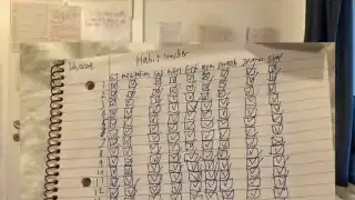 A handwritten habit tracker with various habits listed and checked boxes