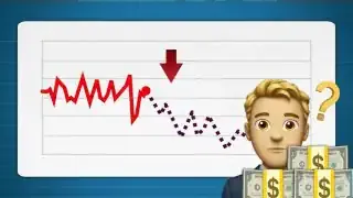Chart illustrating market correction with a downward trend and a question mark over cash piles