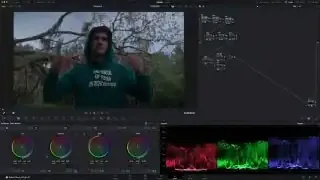 Applying blue/teal tones to the shadows (lift) and complementary warm tones to the midtones (gamma) using color wheels.