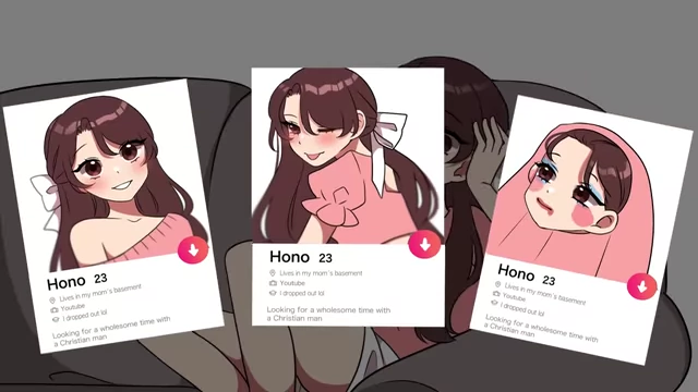 The narrator setting up her Tinder profile.