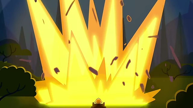 The Outcome Pump causes the gas main to explode, fulfilling the literal wish by flinging the mother's body away from the building.