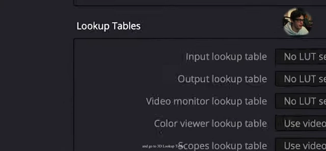 Dropdown menu for 3D Lookup Table Interpolation