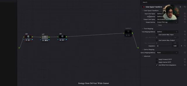 Color Space Transform converting Cineon Film Log to DaVinci Wide Gamut