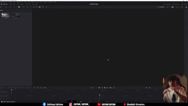 DaVinci Resolve UI showing clips imported into the media pool)