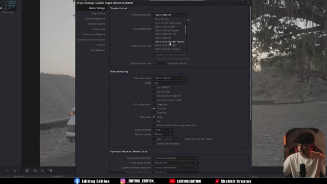 DaVinci Resolve project settings showing 2160x1440 UHD resolution selected)