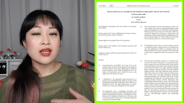 An official Journal of the European Union document outlining regulations on cosmetic products.