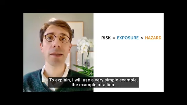 The formula demonstrating that risk is a product of exposure and hazard.