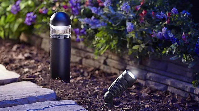 Landscape lighting as an example of low-voltage side work.