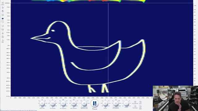 A spectral synthesizer interface showing the drawn image of a duck converted into a sound wave.